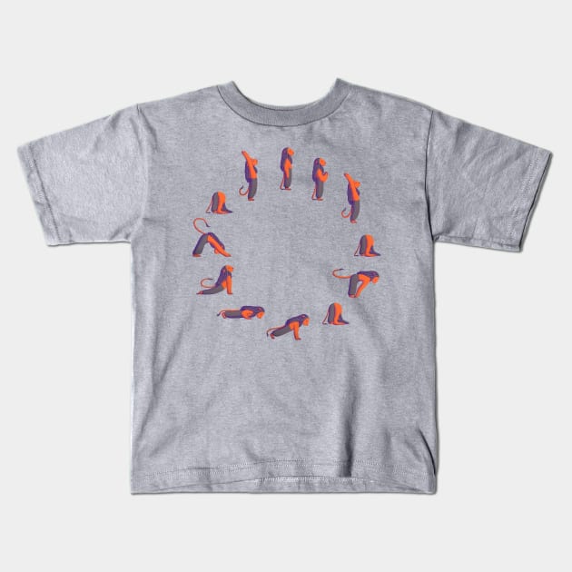 Sun Salutation Kids T-Shirt by rotemdraws